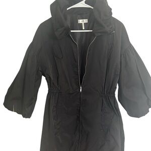 Metro 7 Black Utility Jacket with Zipper Closure and Structured Collar